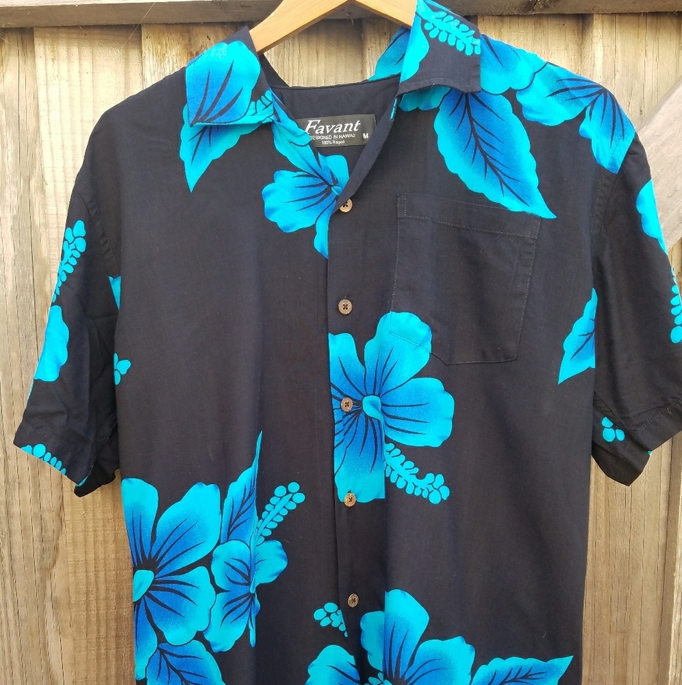 Tropical Luau Beach Hibiscus Floral Print Men's M